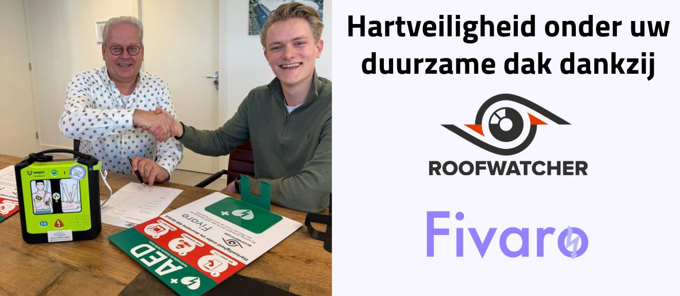 Gratis AED van ROOFWATCHER en Fivaro